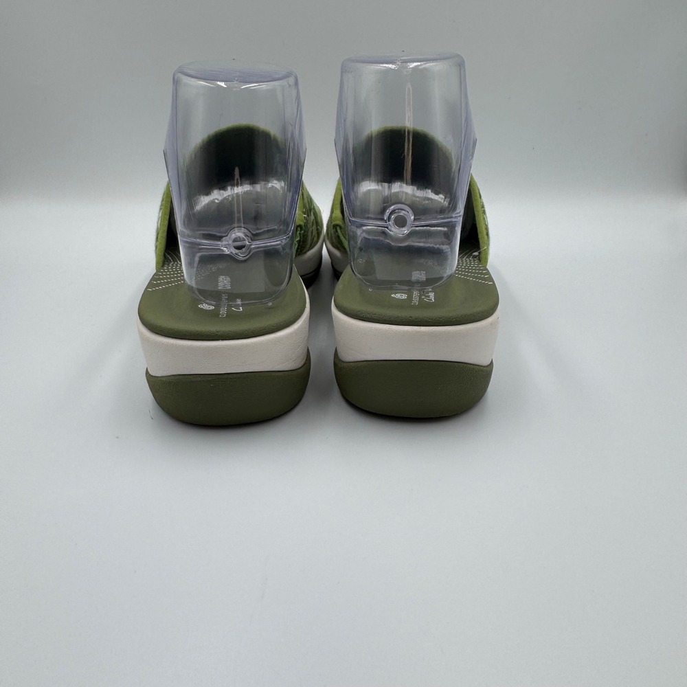 Clarks Cloudsteppers Sandals Womens‎ 7.5 Green Palm Print Arla Glade Slide Shoes - Picture 6 of 9